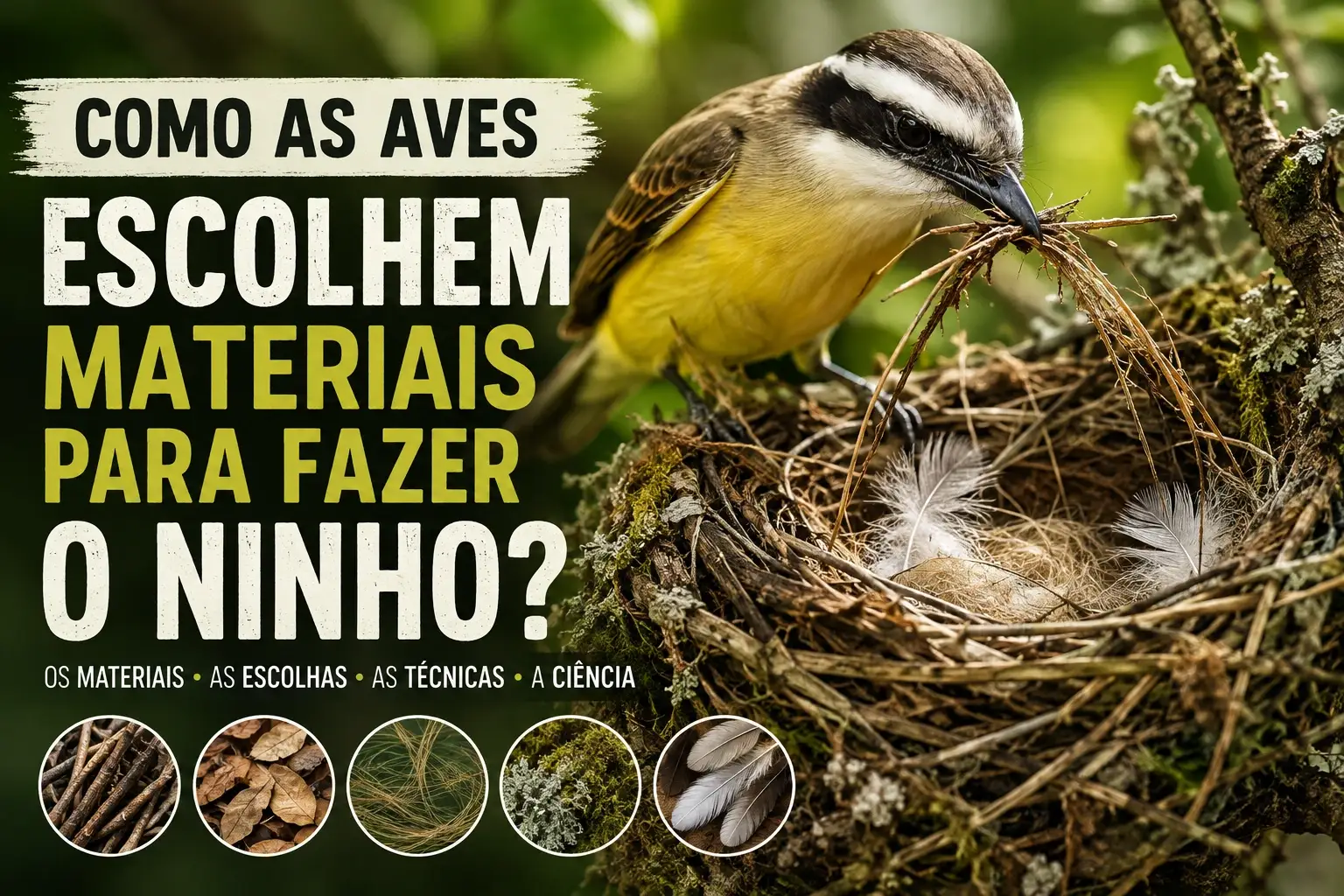 Como as aves escolhem materiais para fazer o ninho?