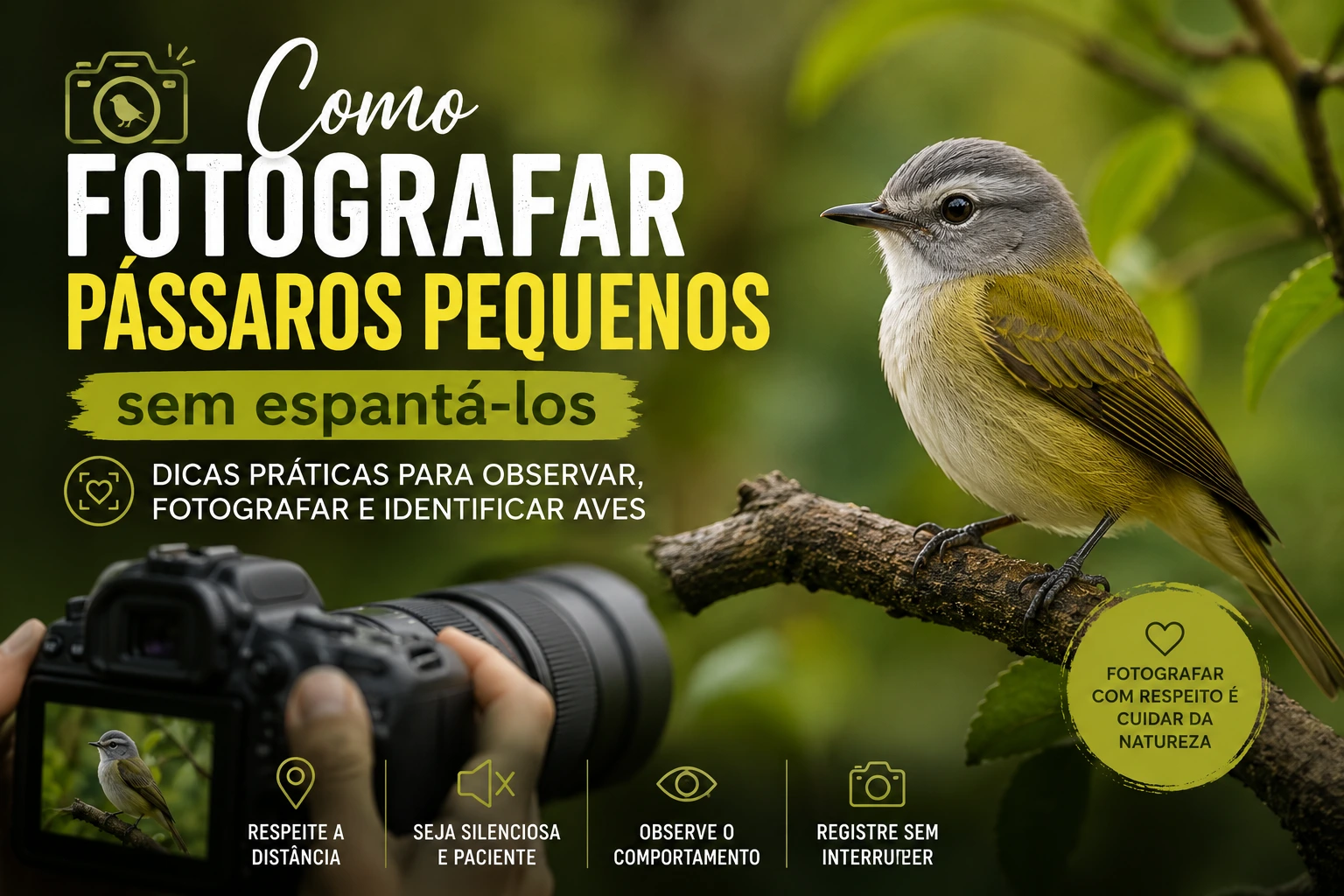 Como fotografar pássaros pequenos sem espantá-los durante a observação