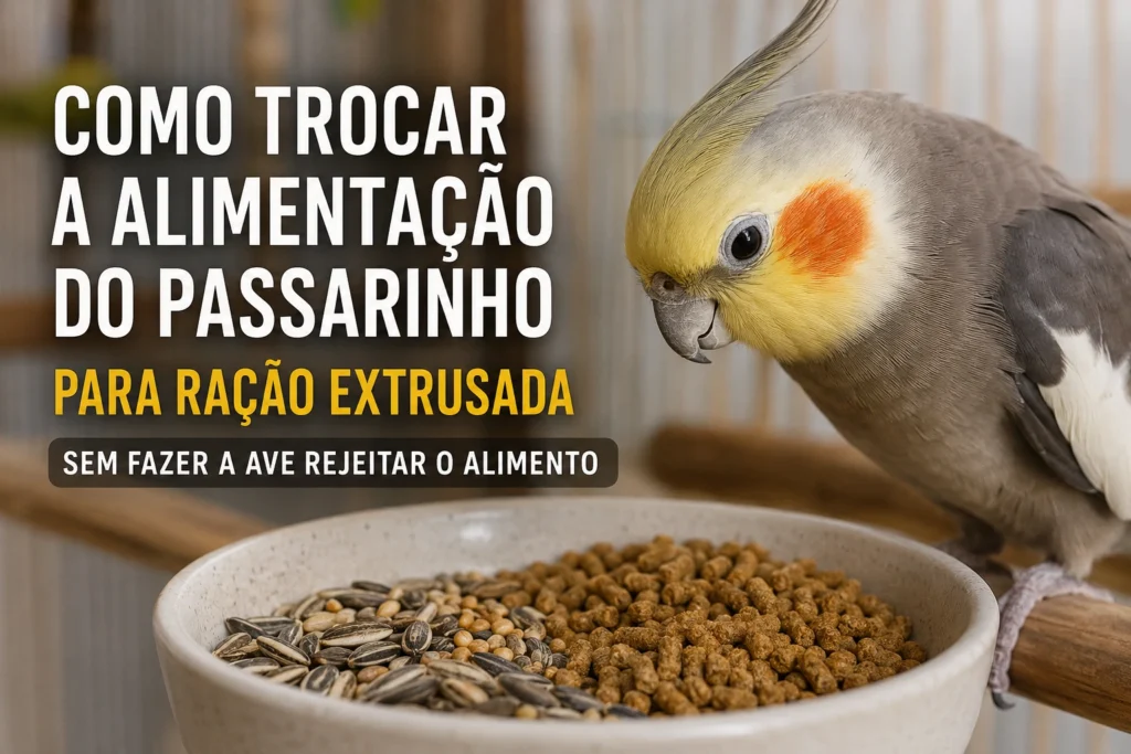 Aprenda como trocar a alimentação do passarinho para ração extrusada de forma gradual, segura e sem causar rejeição.