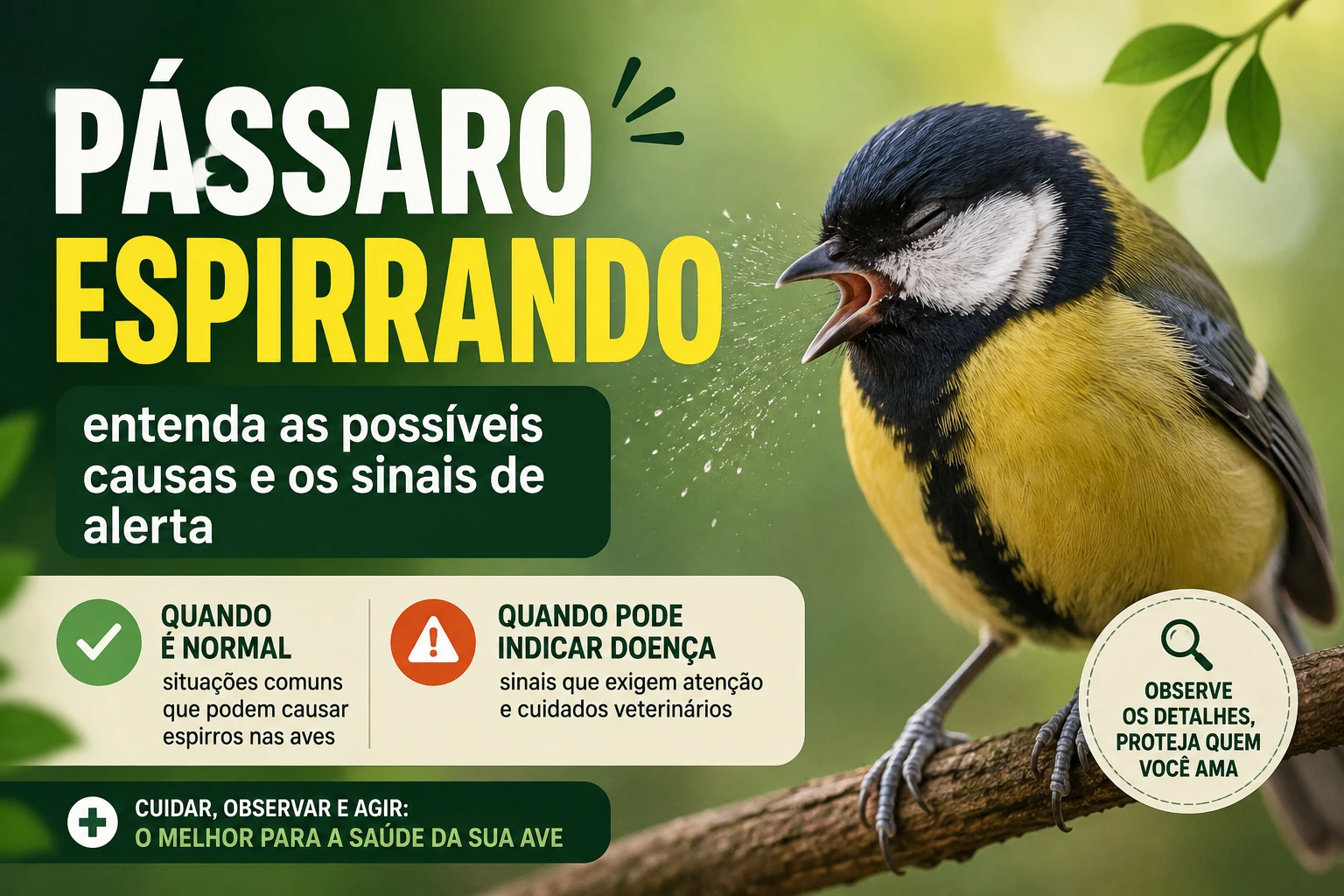 Pássaro espirrando: quando é normal e quando pode indicar doença